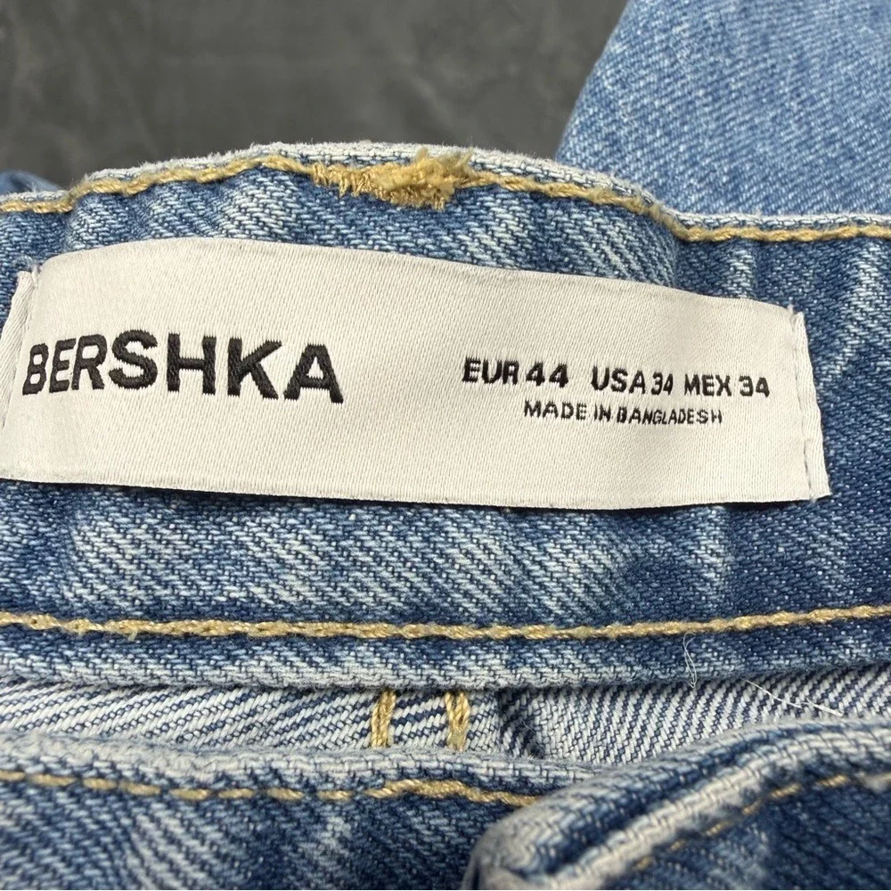 Bershka Denim Shorts Womens US 34 Blue‎ High Rise Loose Y2K Jean Shorts